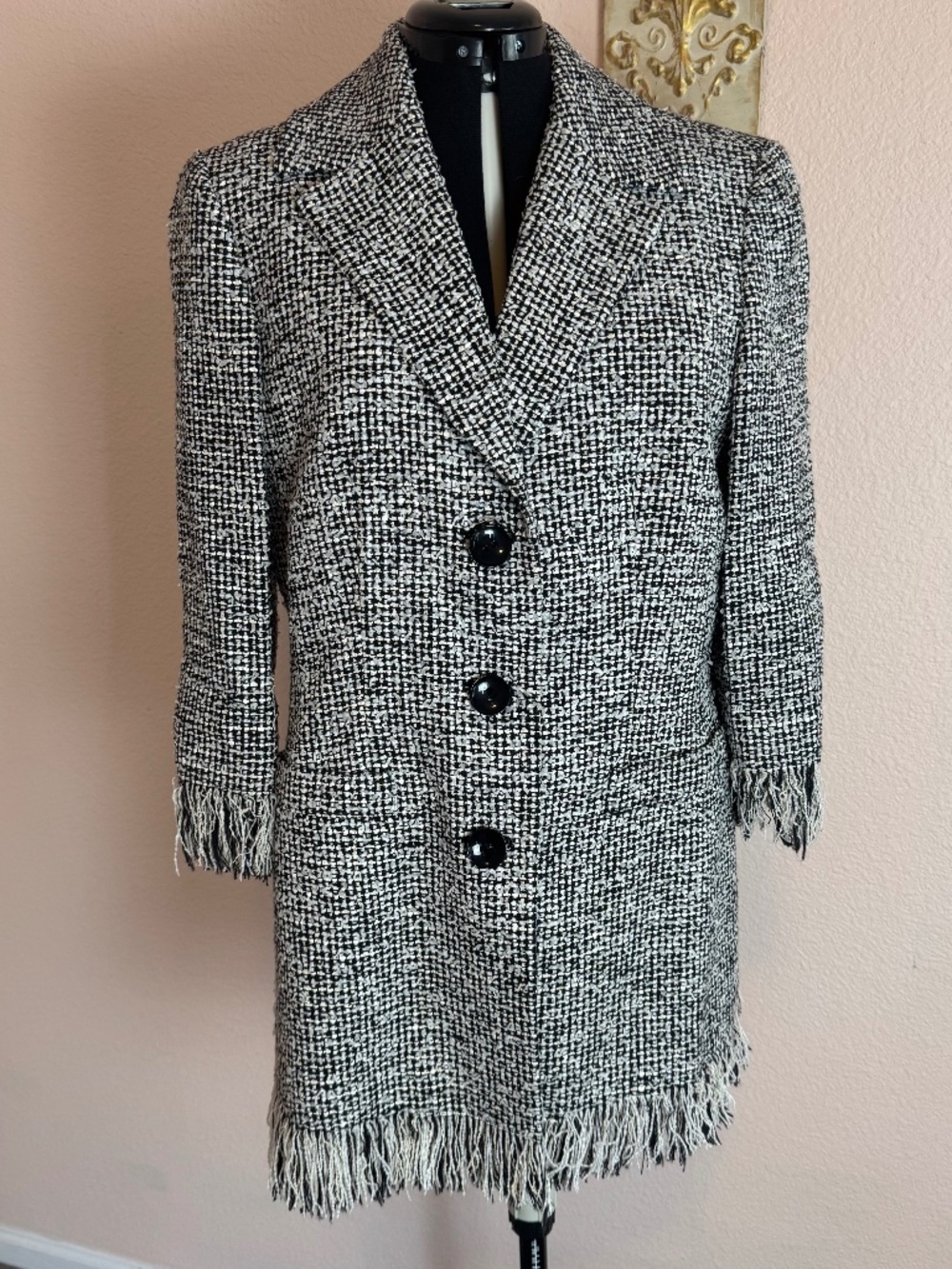 Dana Buchman Black and White Tweed Blazer Sz 12 NWOT